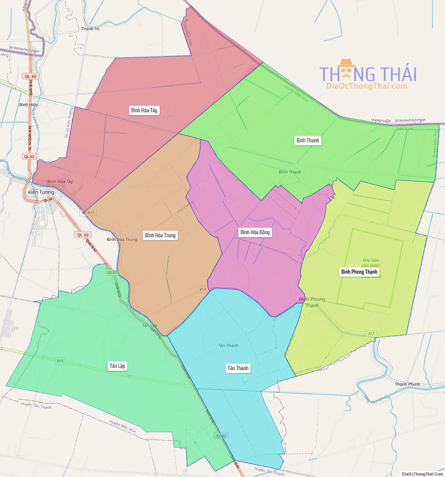 Bản đồ hành chính tỉnh Long An - Đầy đủ và chi tiết các huyện thị