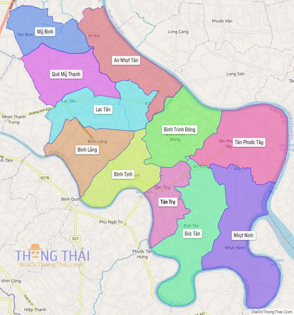 Bản đồ hành chính tỉnh Long An - Đầy đủ và chi tiết các huyện thị