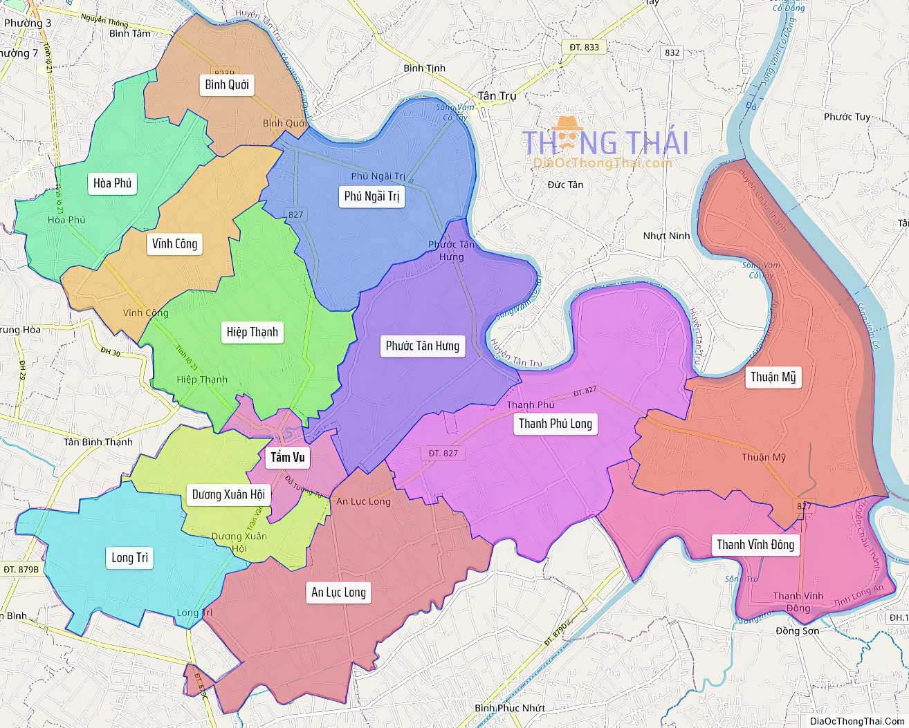 Bản đồ hành chính tỉnh Long An - Đầy đủ và chi tiết các huyện thị