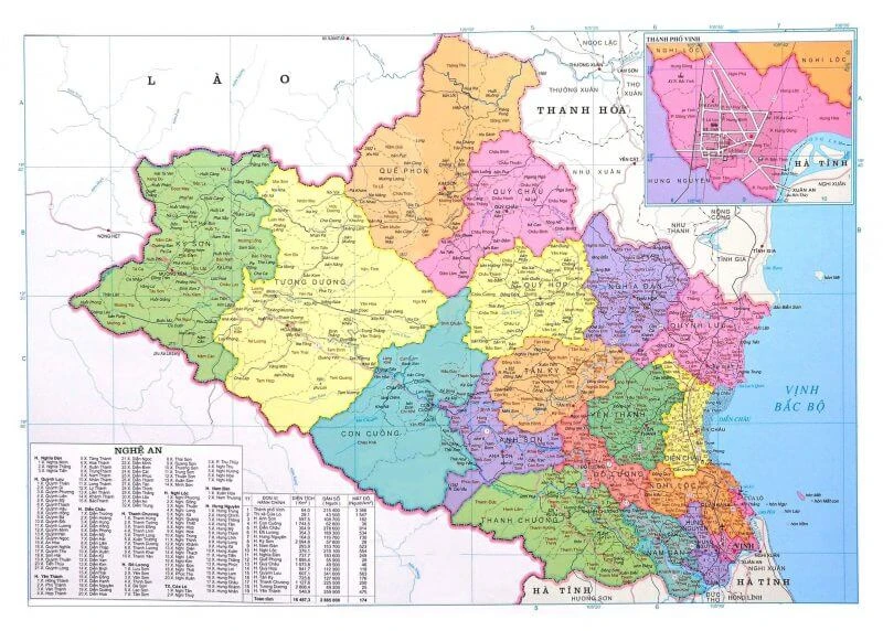 Bản đồ tỉnh Nghệ An - Nghe An map