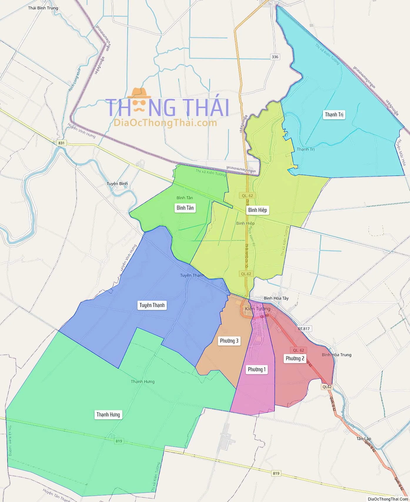 Bản đồ hành chính tỉnh Long An - Đầy đủ và chi tiết các huyện thị