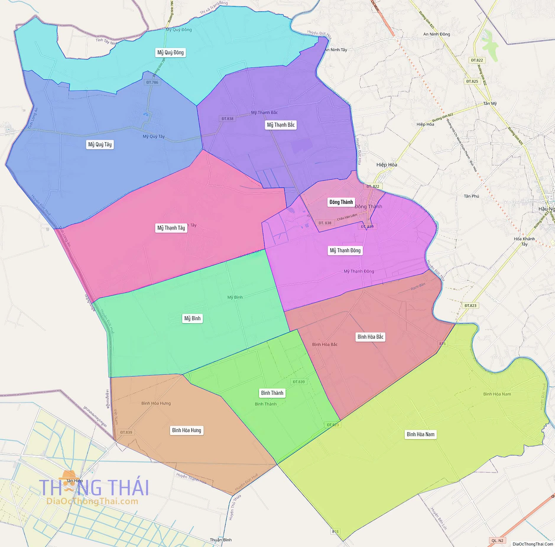 Bản đồ hành chính tỉnh Long An - Đầy đủ và chi tiết các huyện thị