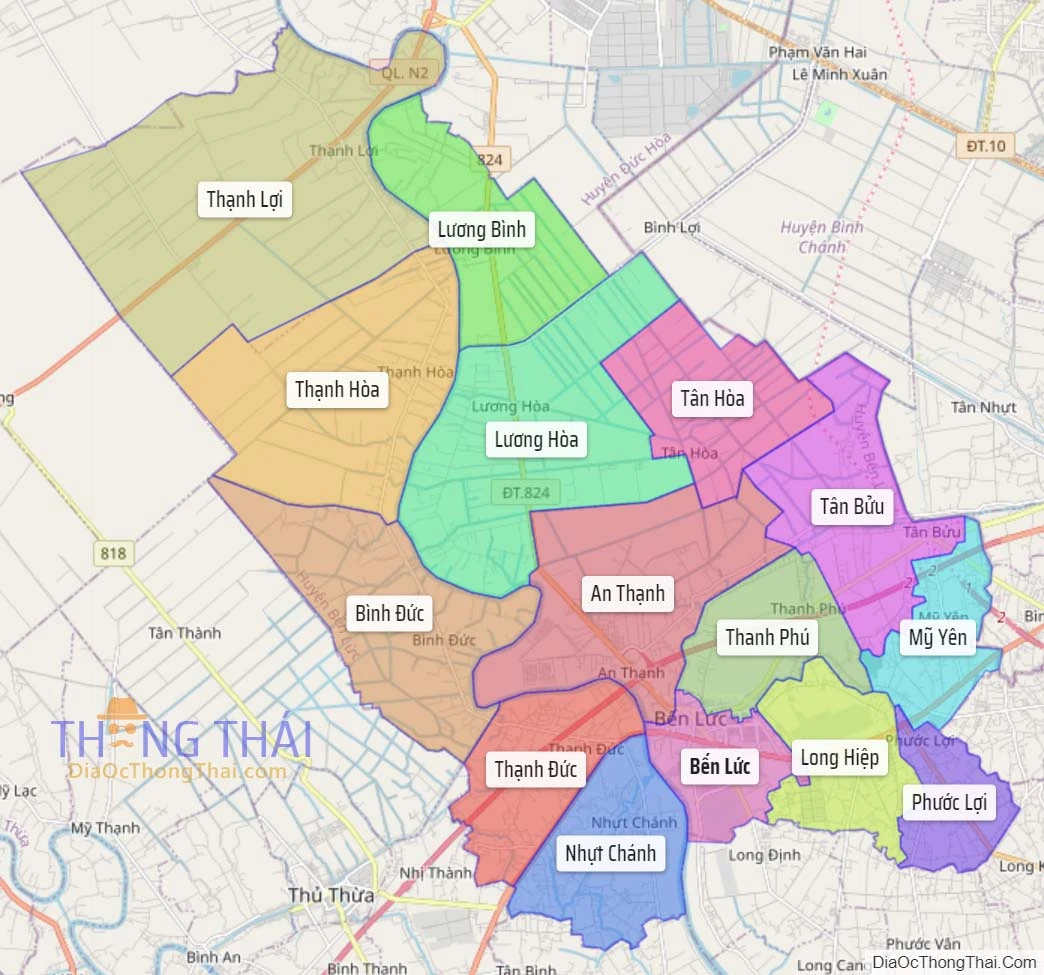 Bản đồ hành chính tỉnh Long An - Đầy đủ và chi tiết các huyện thị